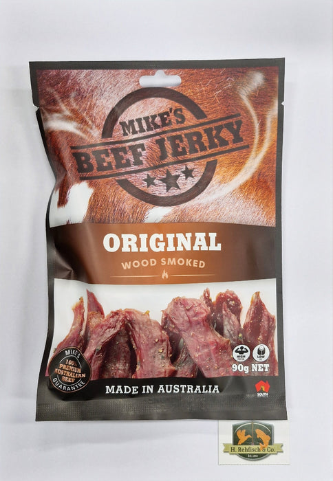 MIKES BEEF JERKY WOOD SMOKED ORIDGINAL 90G PK