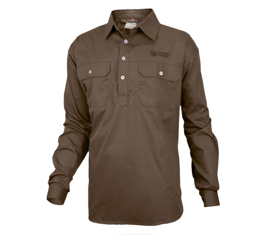 STONEY CREEK DONE AND DUSTED SHIRT QTR BUTTON TAN MENS 2XL [SIZE:2XL]