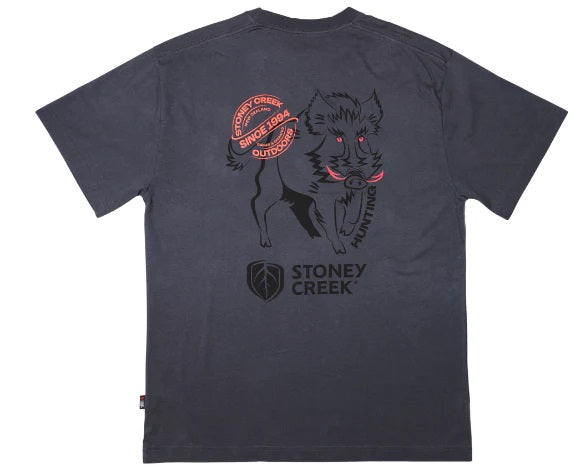 STONEY CREEK GRUNTY PIG TEE DARK GREY 2XL [SIZE:2XL]