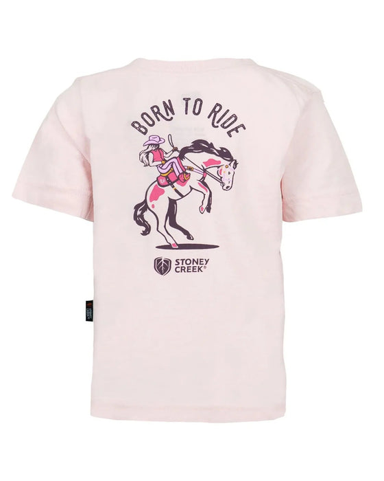 STONEY CREEK KIDS BORN TO RIDE TEE LIGHT PINK 04 [SIZE:04]
