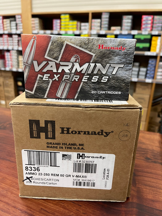 HORNADY CENTERFIRE 22-250 REM 50GR V-MAX BRICK (200)