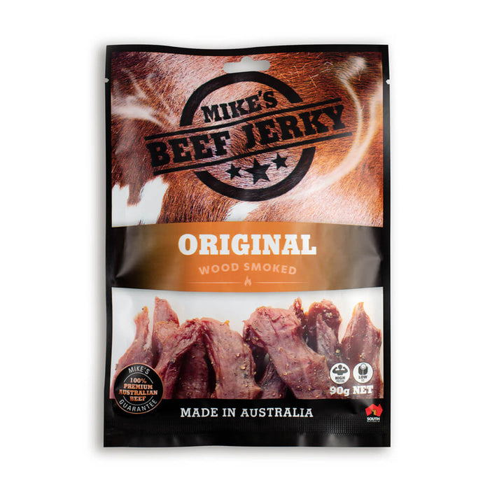 MIKES BEEF JERKY WOOD SMOKED ORIGINAL 90G PK