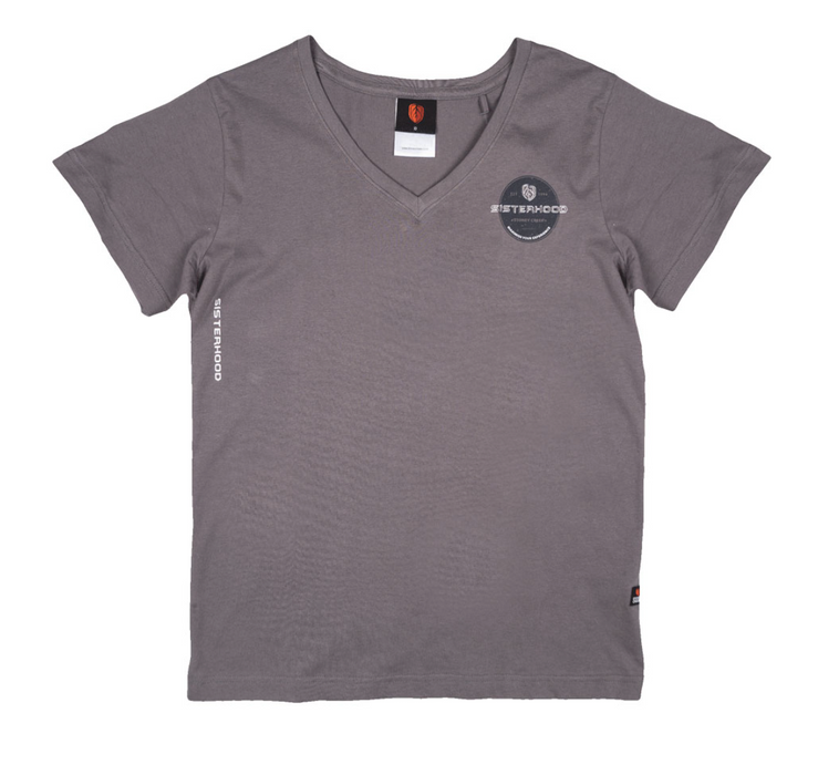 STONEY CREEK WOMANS SISTERHOOD V-NECK TEE GREY CLEARANCE