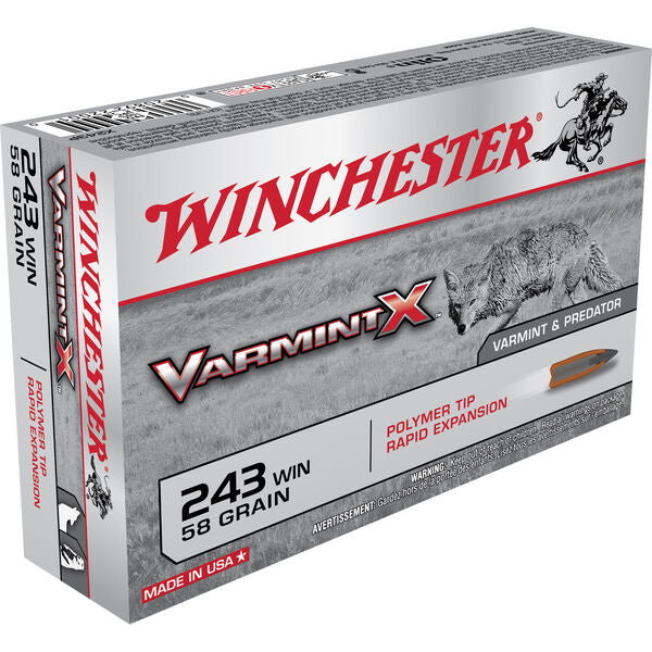 WINCHESTER VARMINT X 243WIN 58GR PT 20 PK