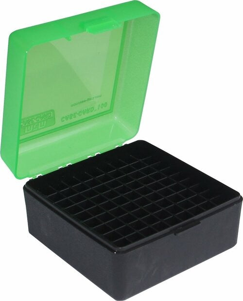 MTM AMMO BOX RIFLE RM-100 CLEAR GREEN/BLACK