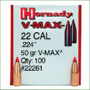 HORNADY PROJECTILE .224 50GR V-MAX 100PK (22261)
