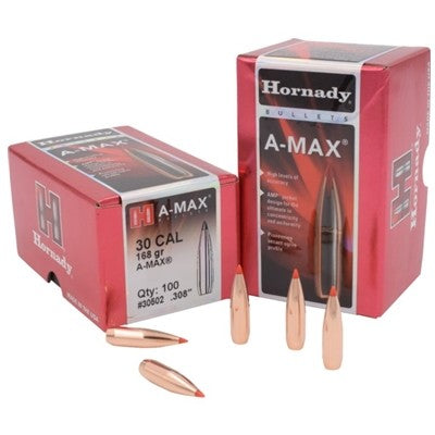 HORNADY PROJECTILE A-MAX 30 CAL .308" 168 GR QTY 100 (30502)