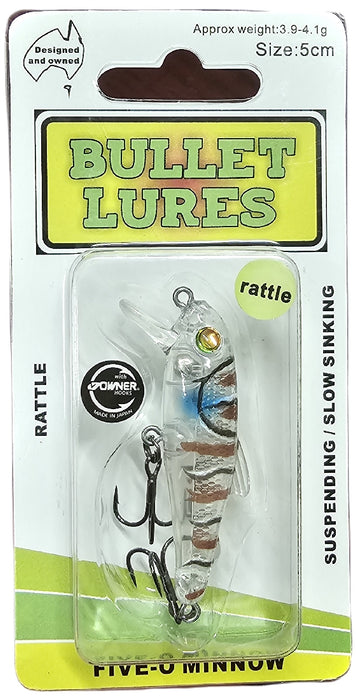 BULLET LURES FIVE-O MINNOW SUSPEND RATTLE