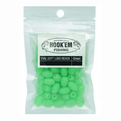 HOOKEM GREEN LUMO SOFT BEADS- 10 X 15MM (50PK)